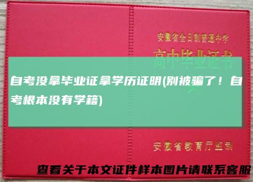 自考没拿毕业证拿学历证明(别被骗了!自考根本没有学籍)