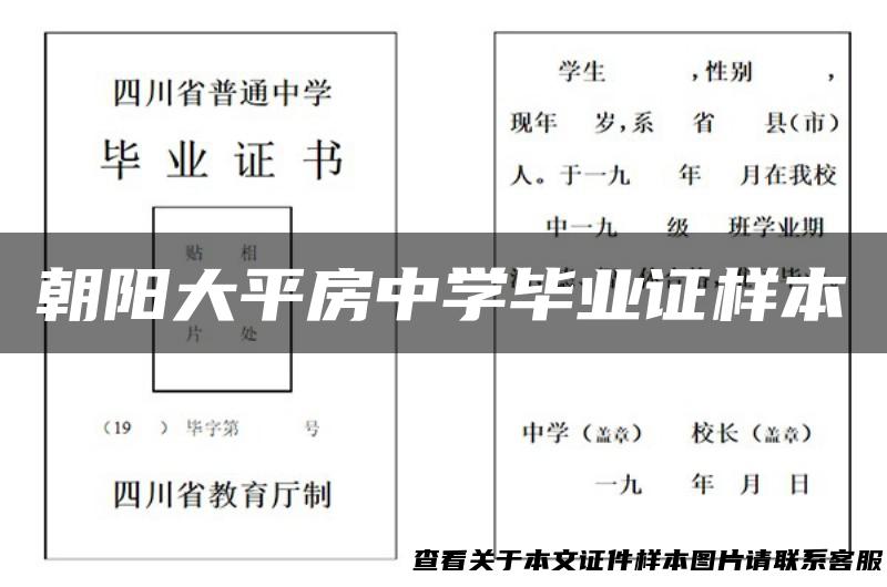 朝阳大平房中学毕业证样本