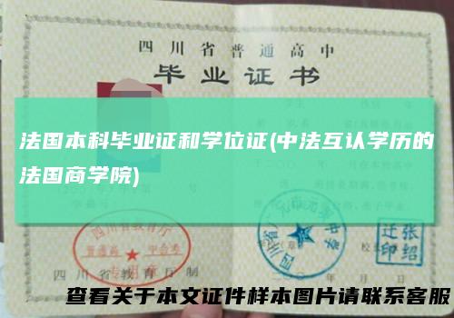 法国本科毕业证和学位证(中法互认学历的法国商学院)