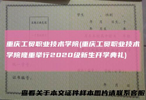 重庆工贸职业技术学院(重庆工贸职业技术学院隆重举行2020级新生开学典礼)