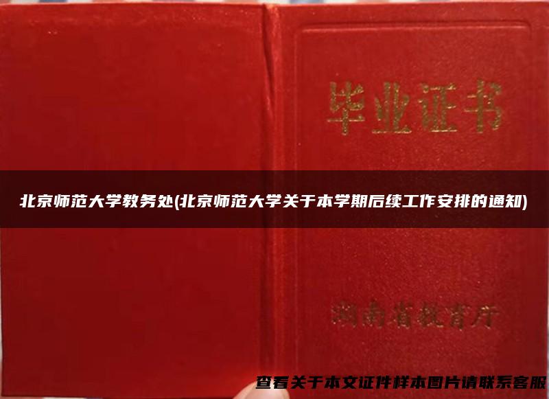 北京师范大学教务处(北京师范大学关于本学期后续工作安排的通知)
