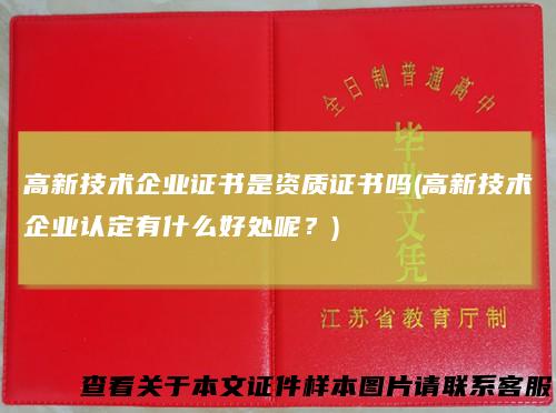 高新技术企业证书是资质证书吗(高新技术企业认定有什么好处呢?)