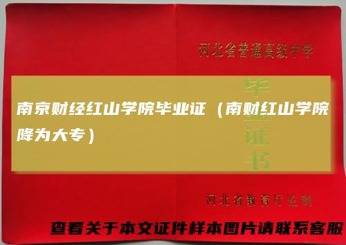 南京财经红山学院毕业证（南财红山学院降为大专）