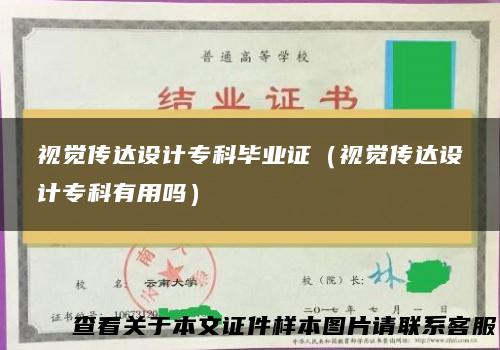 视觉传达设计专科毕业证（视觉传达设计专科有用吗）