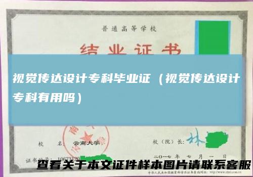 视觉传达设计专科毕业证（视觉传达设计专科有用吗）