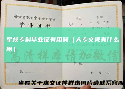 军校专科毕业证有用吗（大专文凭有什么用）