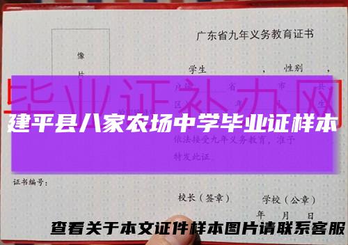 建平县八家农场中学毕业证样本