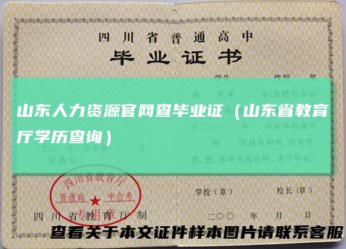 山东人力资源官网查毕业证（山东省教育厅学历查询）