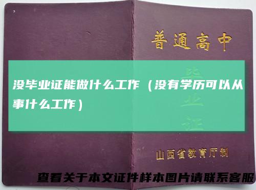 没毕业证能做什么工作（没有学历可以从事什么工作）