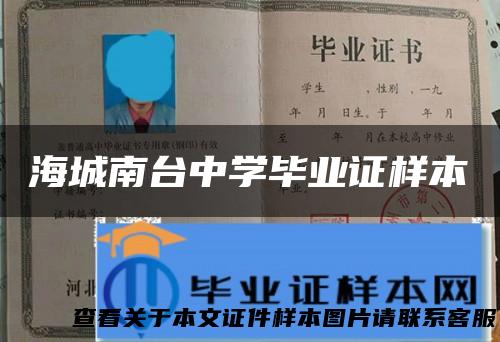 海城南台中学毕业证样本
