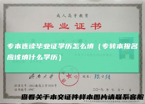 专本连读毕业证学历怎么填(专转本报名应该填什么学历)