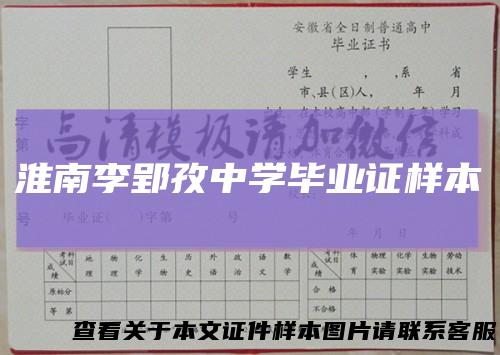 淮南李郢孜中学毕业证样本