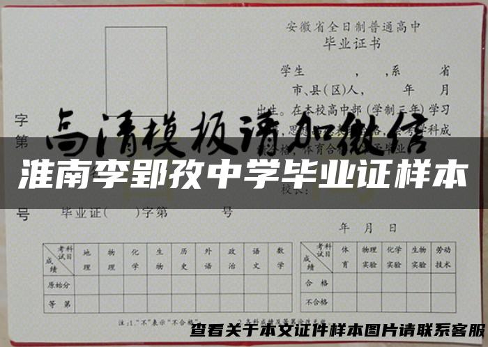 淮南李郢孜中学毕业证样本
