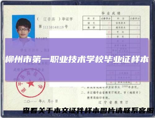 柳州市第一职业技术学校毕业证样本