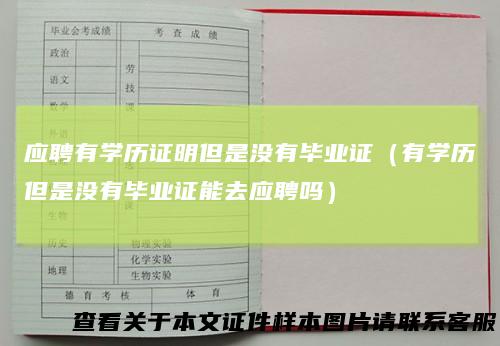 应聘有学历证明但是没有毕业证（有学历但是没有毕业证能去应聘吗）
