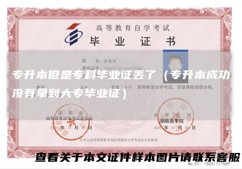 专升本但是专科毕业证丢了（专升本成功没有拿到大专毕业证）
