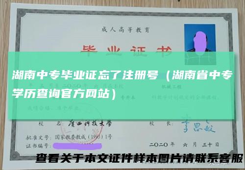 湖南中专毕业证忘了注册号（湖南省中专学历查询官方网站）