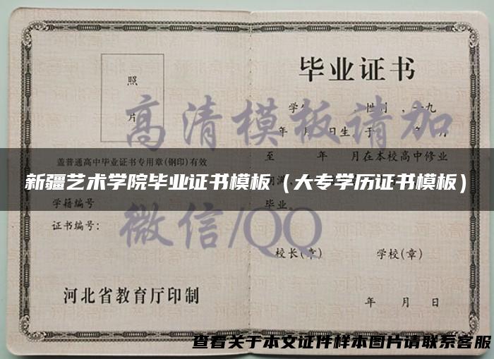 新疆艺术学院毕业证书模板（大专学历证书模板）