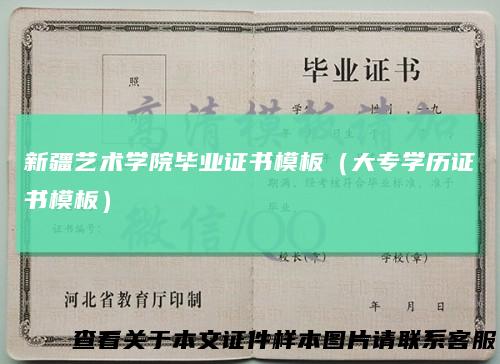 新疆艺术学院毕业证书模板（大专学历证书模板）