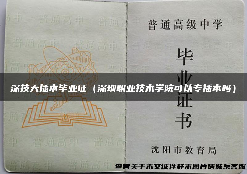 深技大插本毕业证（深圳职业技术学院可以专插本吗）