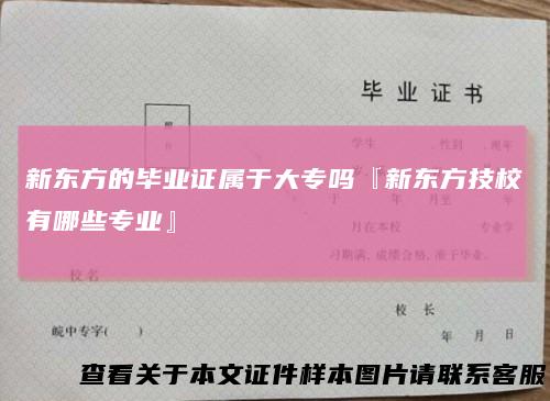 新东方的毕业证属于大专吗『新东方技校有哪些专业』