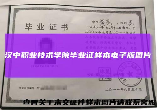 汉中职业技术学院毕业证样本电子版图片