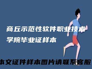 商丘示范性软件职业技术学院毕业证样本