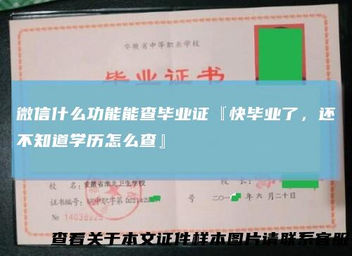 微信什么功能能查毕业证『快毕业了，还不知道学历怎么查』