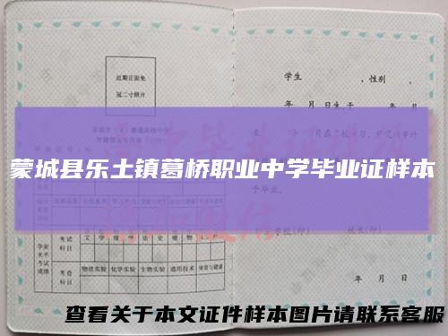 蒙城县乐土镇葛桥职业中学毕业证样本