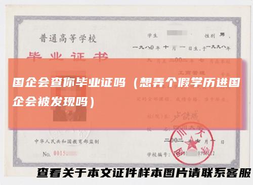 国企会查你毕业证吗（想弄个假学历进国企会被发现吗）