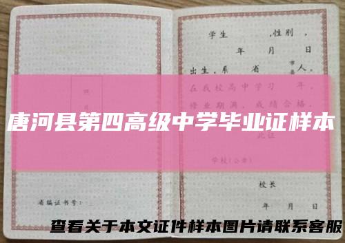 唐河县第四高级中学毕业证样本