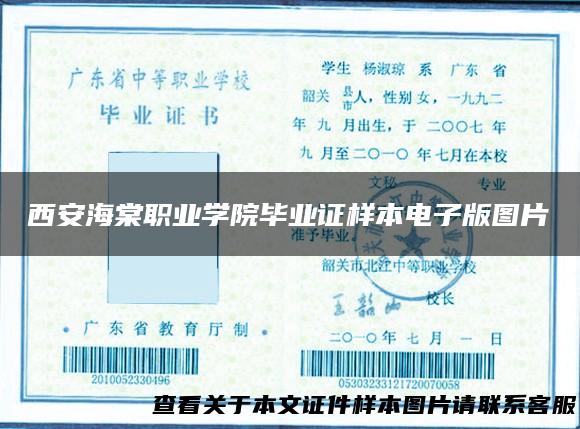西安海棠职业学院毕业证样本电子版图片
