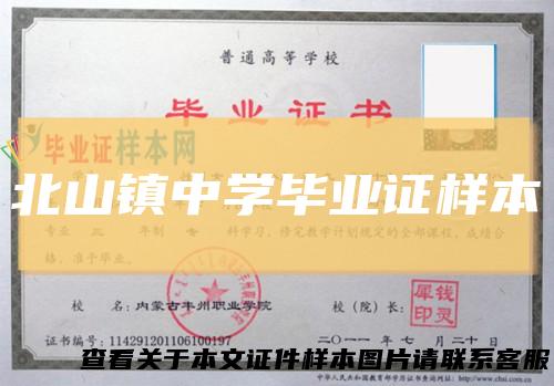 北山镇中学毕业证样本