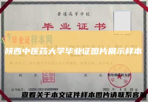 陕西中医药大学毕业证图片展示样本