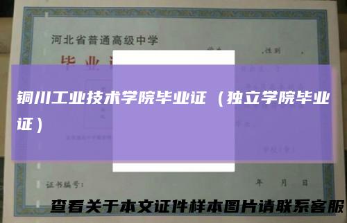 铜川工业技术学院毕业证（独立学院毕业证）