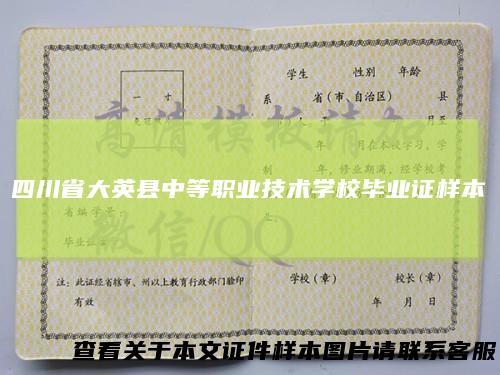 四川省大英县中等职业技术学校毕业证样本