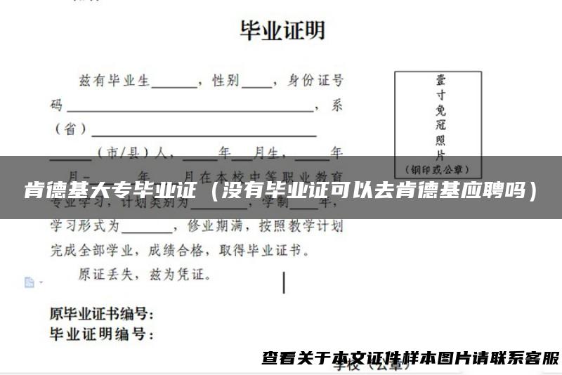 肯德基大专毕业证（没有毕业证可以去肯德基应聘吗）