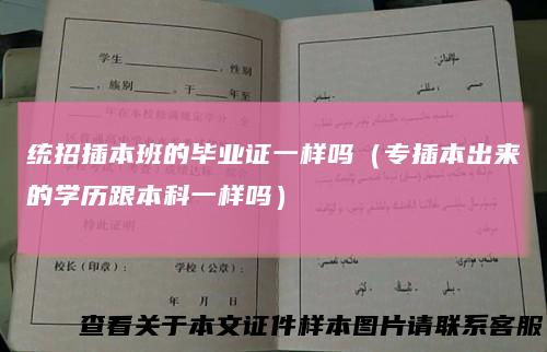 统招插本班的毕业证一样吗(专插本出来的学历跟本科一样吗)