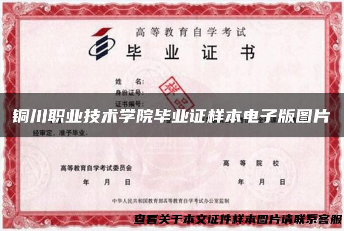 铜川职业技术学院毕业证样本电子版图片