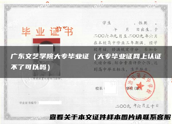 广东文艺学院大专毕业证（大专毕业证网上认证不了可以吗）