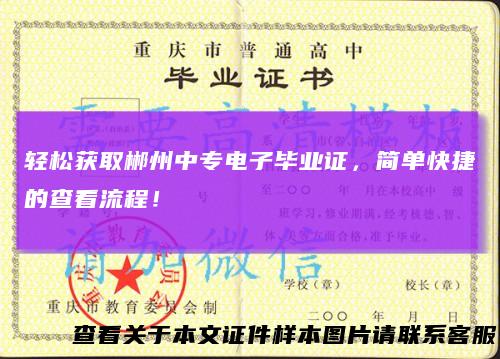 轻松获取郴州中专电子毕业证，简单快捷的查看流程！