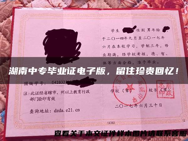 湖南中专毕业证电子版，留住珍贵回忆！