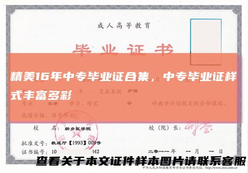 精美16年中专毕业证合集，中专毕业证样式丰富多彩