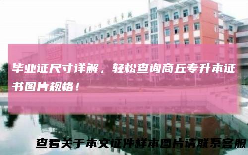 毕业证尺寸详解，轻松查询商丘专升本证书图片规格！