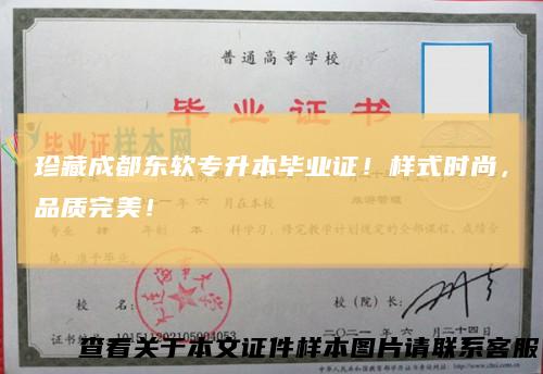 珍藏成都东软专升本毕业证！样式时尚，品质完美！