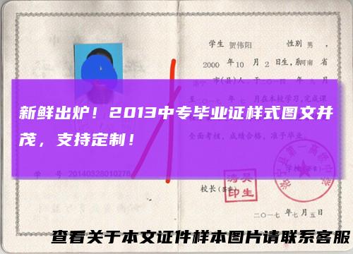 新鲜出炉！2013中专毕业证样式图文并茂，支持定制！