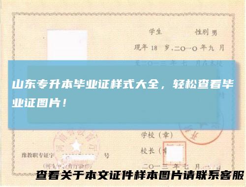 山东专升本毕业证样式大全，轻松查看毕业证图片！