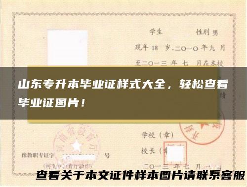 山东专升本毕业证样式大全，轻松查看毕业证图片！