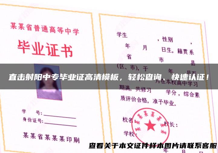 直击射阳中专毕业证高清模板，轻松查询、快速认证！