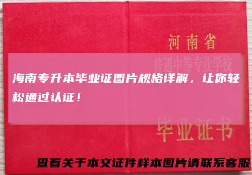 海南专升本毕业证图片规格详解，让你轻松通过认证！